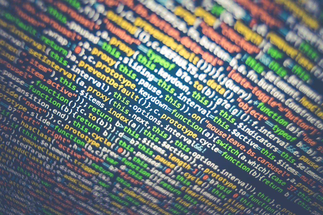 Screen filled with colorful code