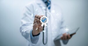 doctor putting stethoscope on checkmark