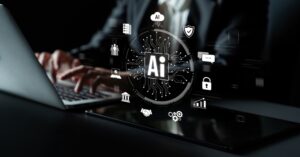 ai design with person typing in the background