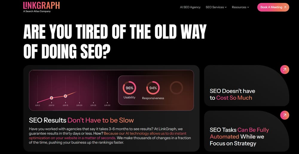 LinkGraph enterprise digital PR and link building homepage