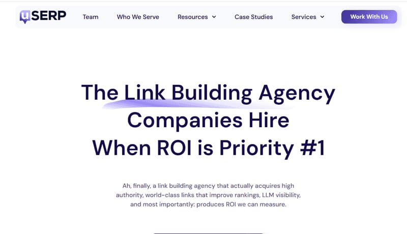 uSERP link building agency homepage