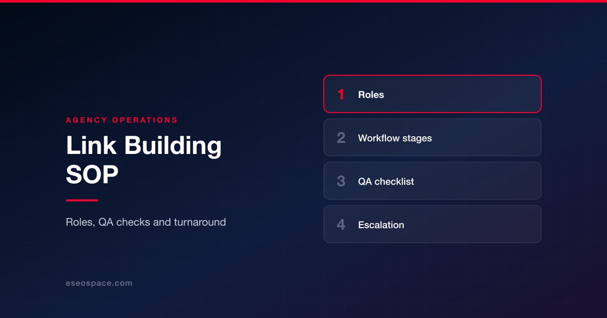 Link Building SOP for Agencies: Roles, QA Checks and Turnaround Times