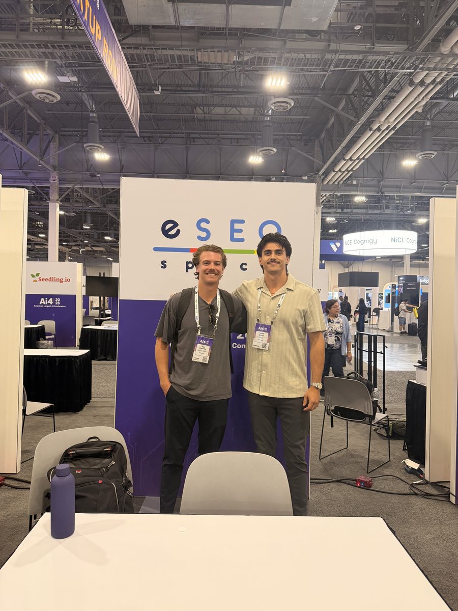 Ben Gunther and Mark Shvaya at the eSEOspace stand at Ai4 2026