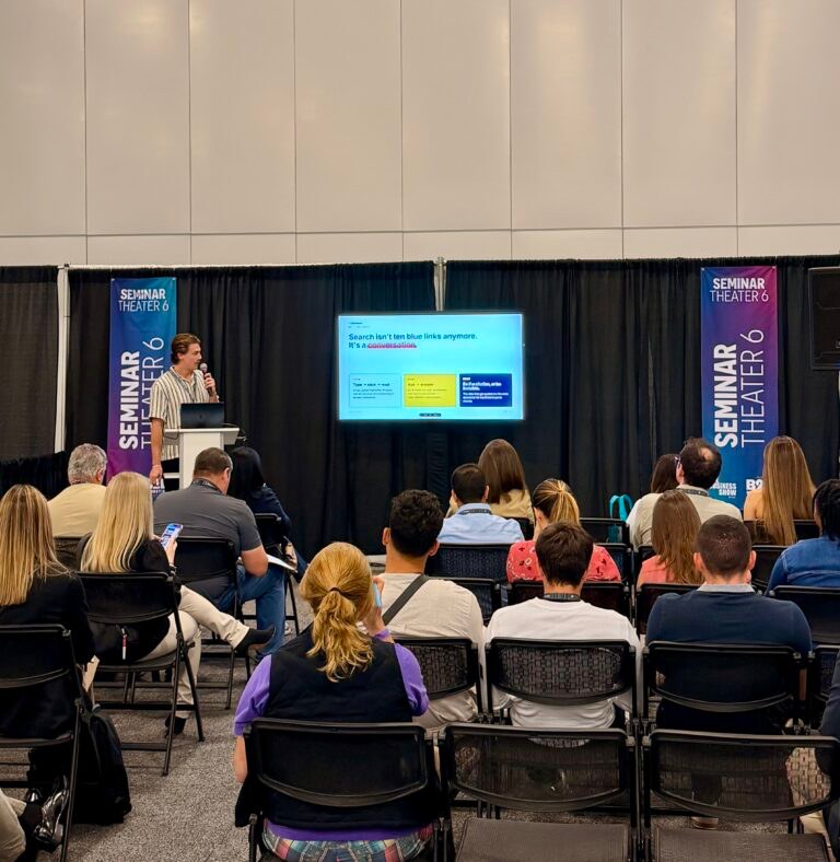 Ben Gunther presenting in Seminar Theater 6 at the B2B Marketing Expo, Miami Beach Convention Center