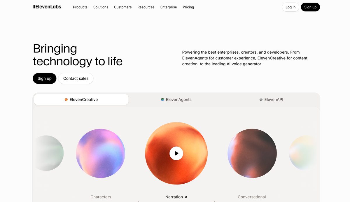 ElevenLabs Dubbing website homepage