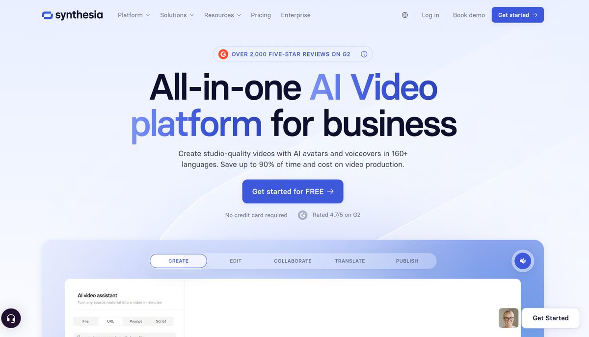 Synthesia website homepage