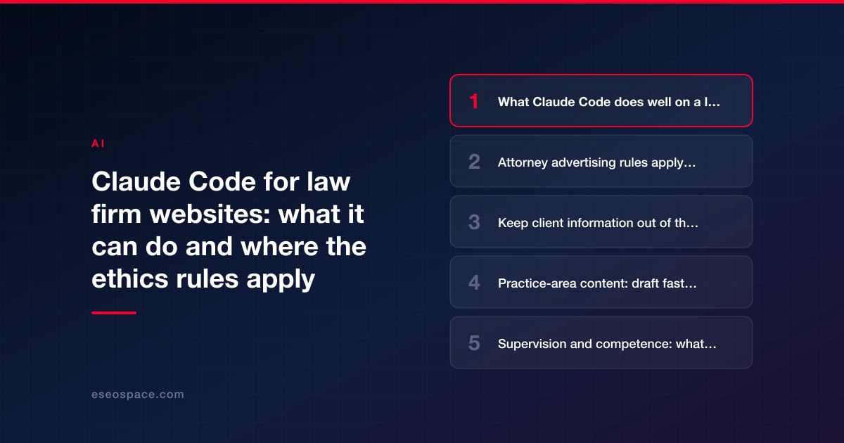 Claude Code for law firm websites: what it can do and where the ethics rules apply