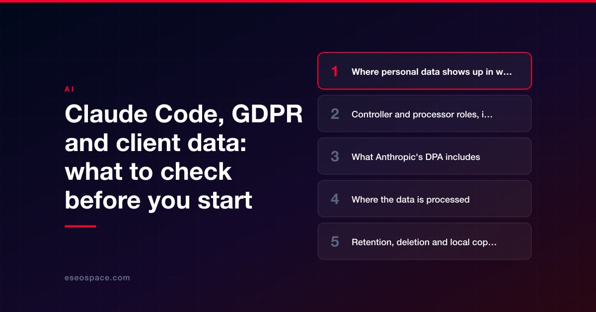 Claude Code, GDPR and client data: what to check before you start
