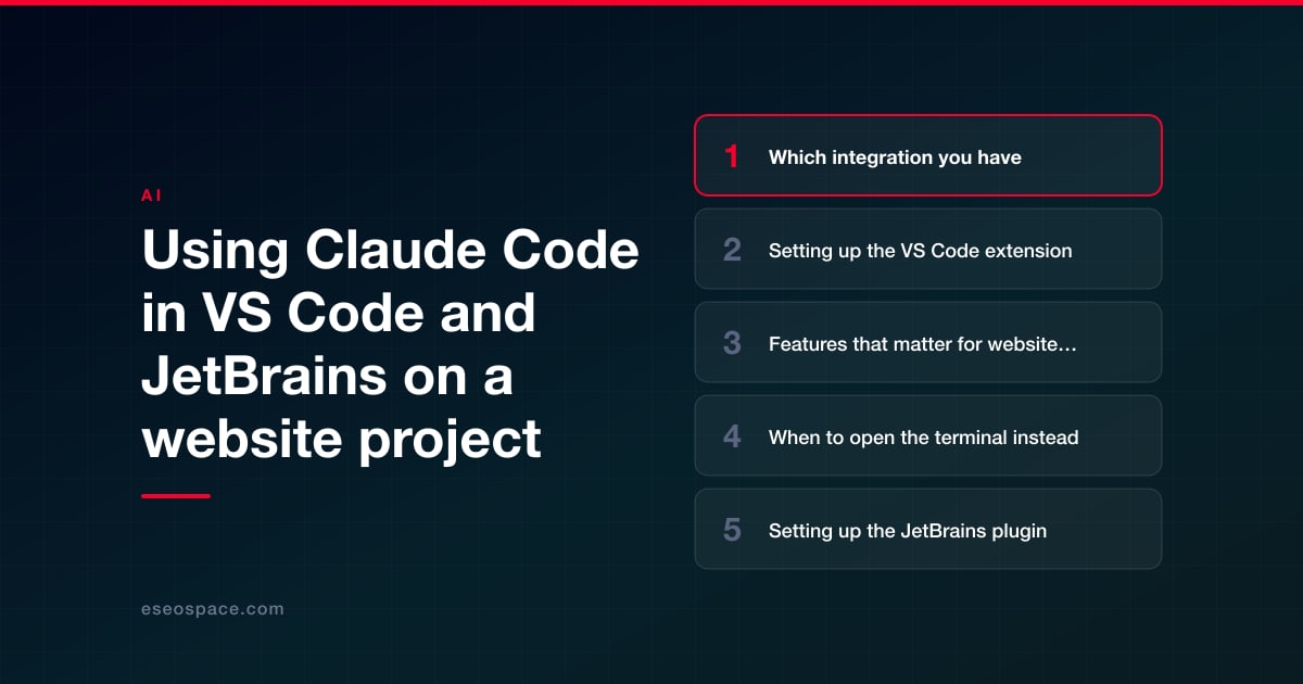 Using Claude Code in VS Code and JetBrains on a website project