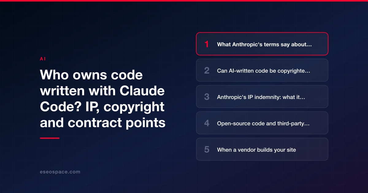 Who owns code written with Claude Code? IP, copyright and contract points