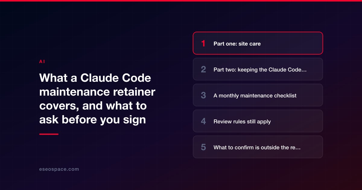 What a Claude Code maintenance retainer covers, and what to ask before you sign