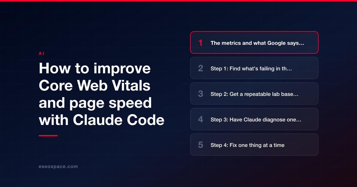 How to improve Core Web Vitals and page speed with Claude Code