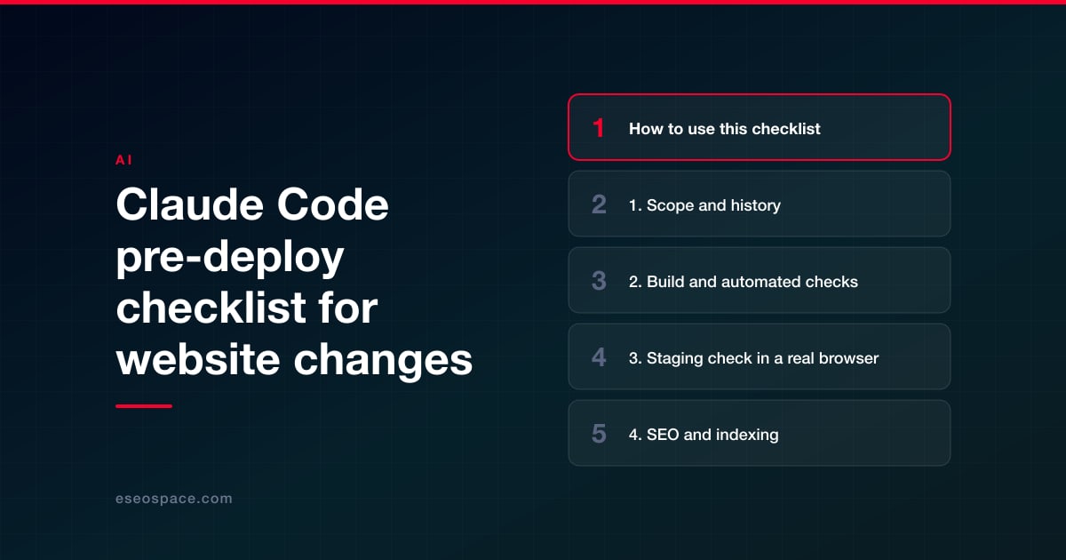 Claude Code pre-deploy checklist for website changes