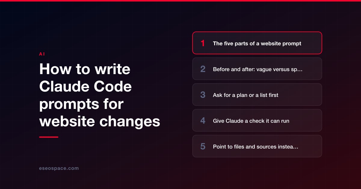 How to write Claude Code prompts for website changes