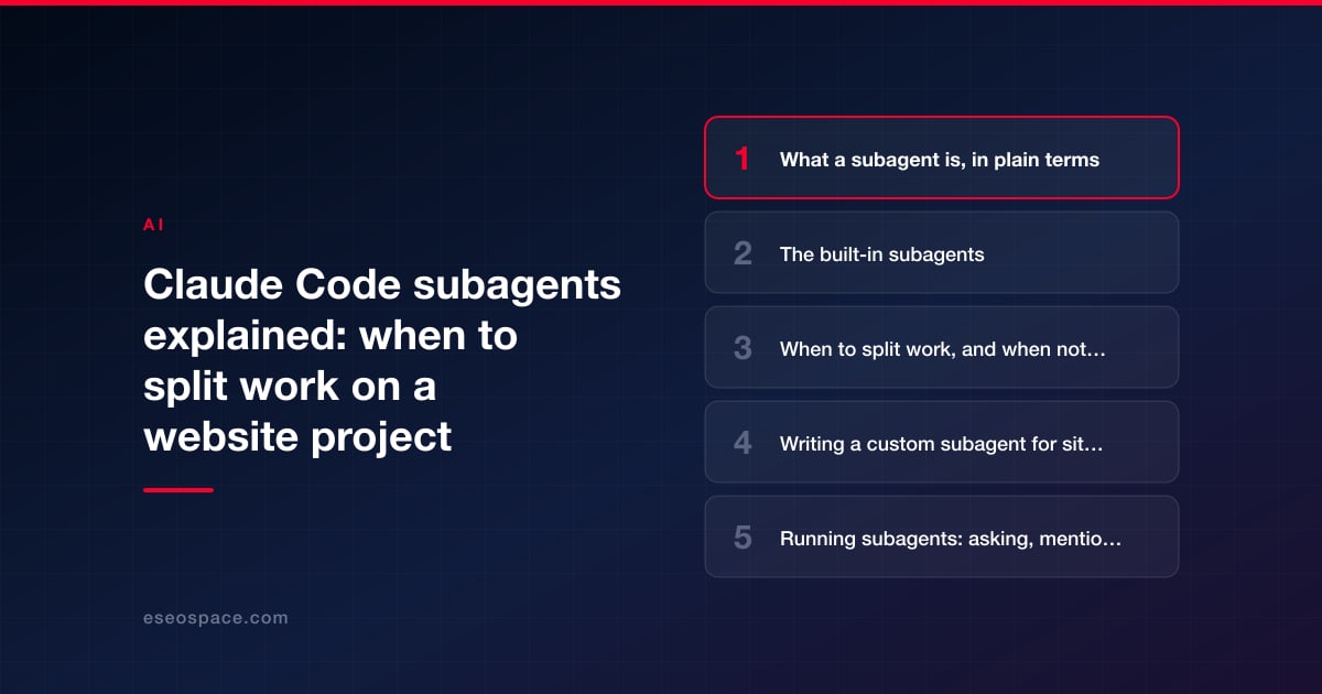 Claude Code subagents explained: when to split work on a website project