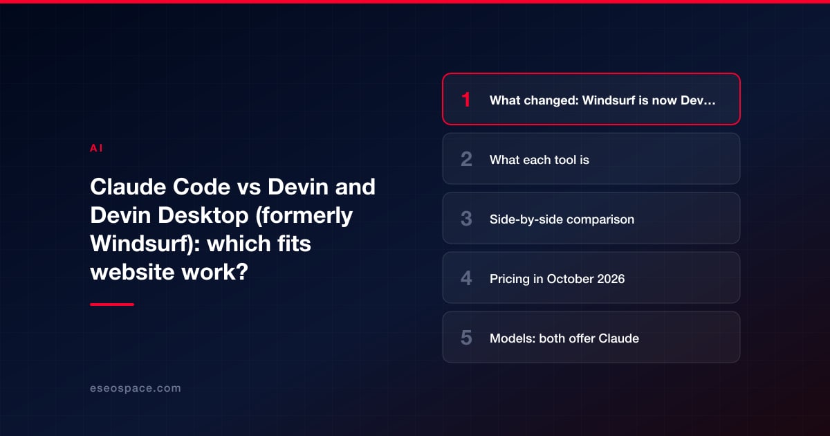 Claude Code vs Devin and Devin Desktop (formerly Windsurf): which fits website work?