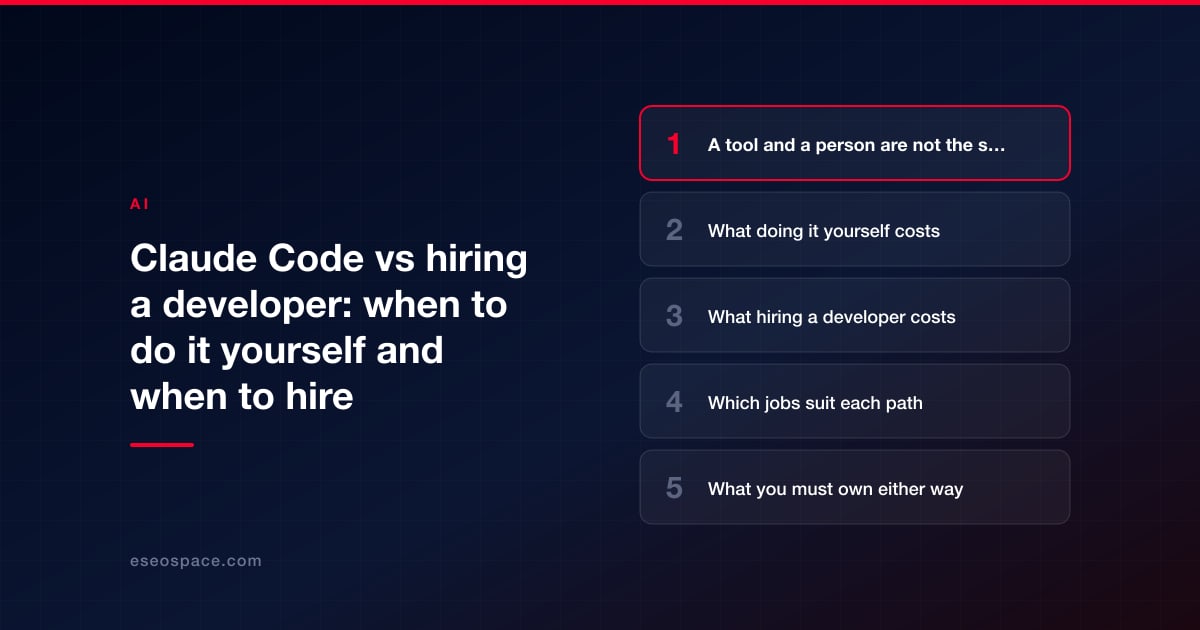 Claude Code vs hiring a developer: when to do it yourself and when to hire