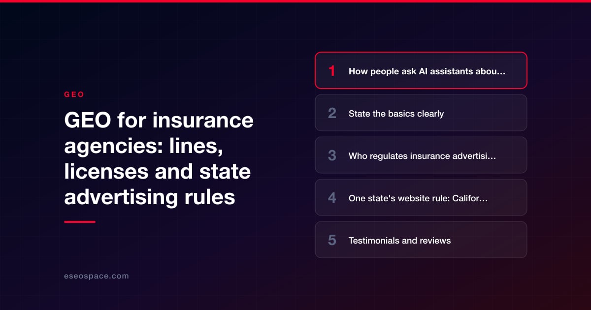 GEO for insurance agencies: lines, licenses and state advertising rules
