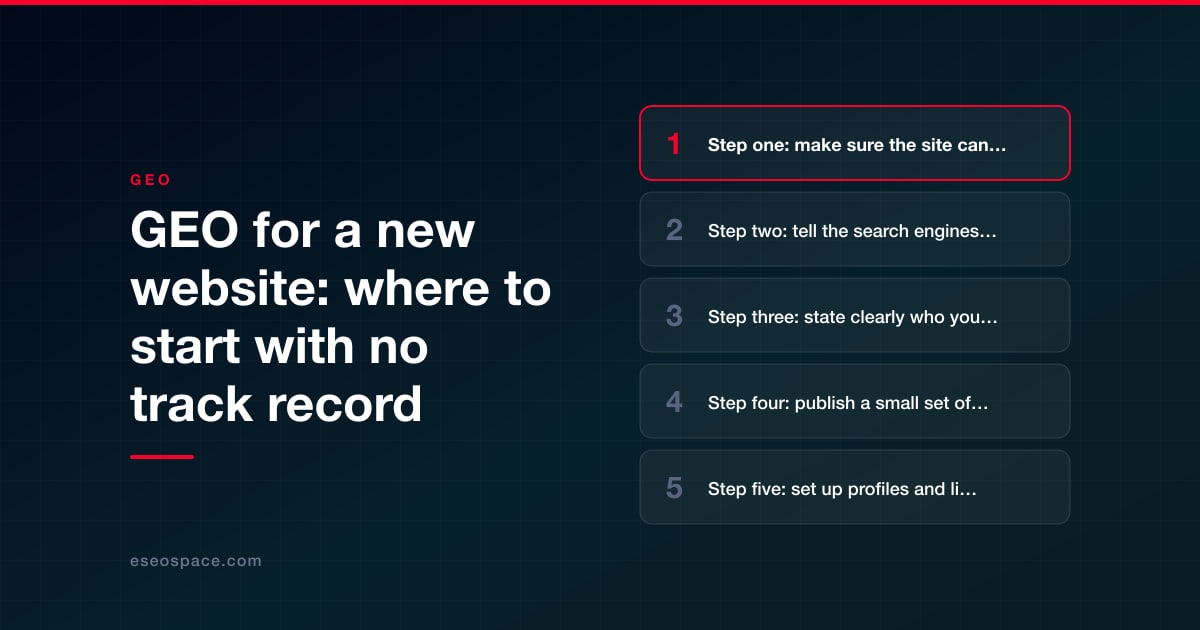 GEO for a new website: where to start with no track record