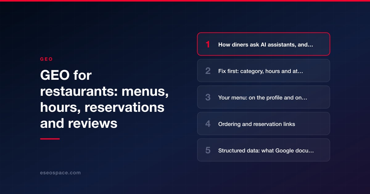 GEO for restaurants: menus, hours, reservations and reviews