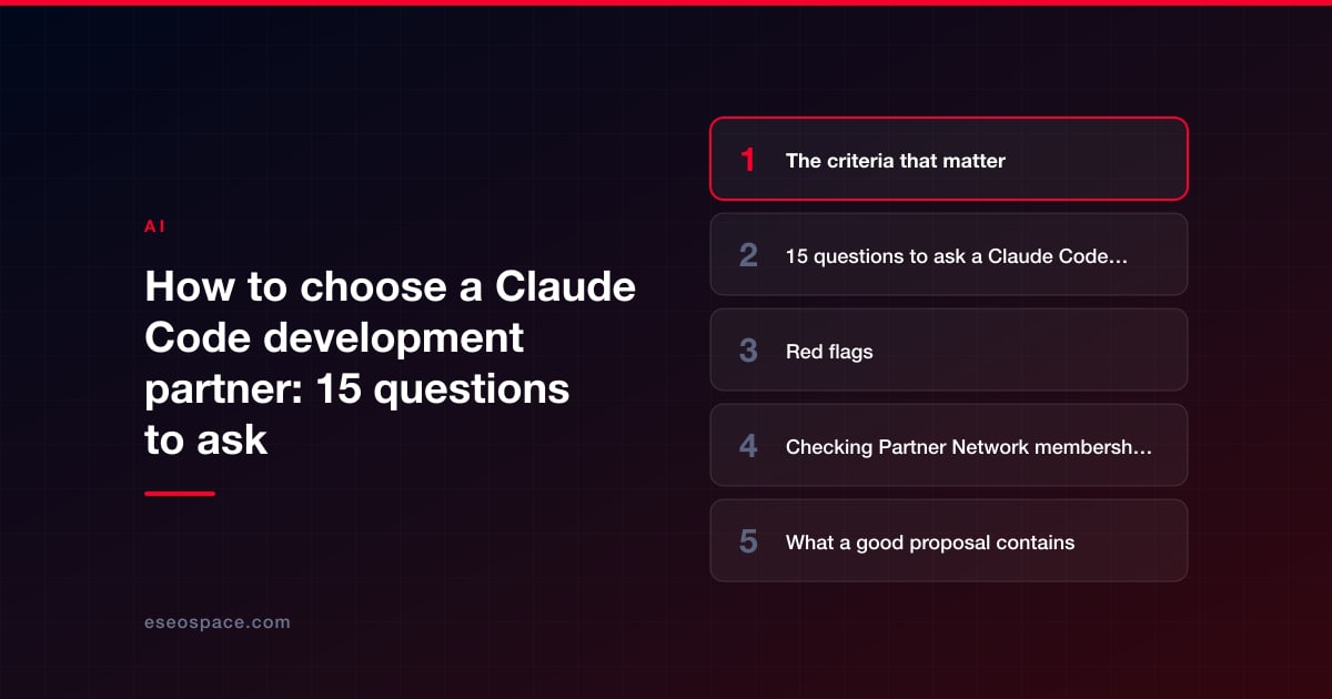 How to choose a Claude Code development partner: 15 questions to ask