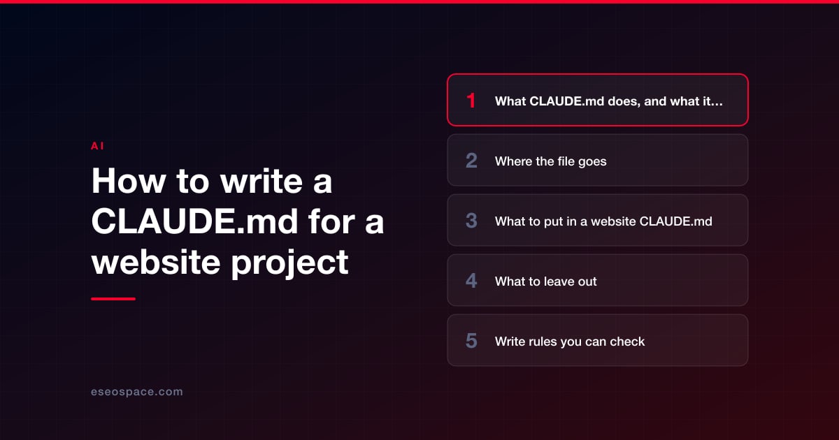 How to write a CLAUDE.md for a website project