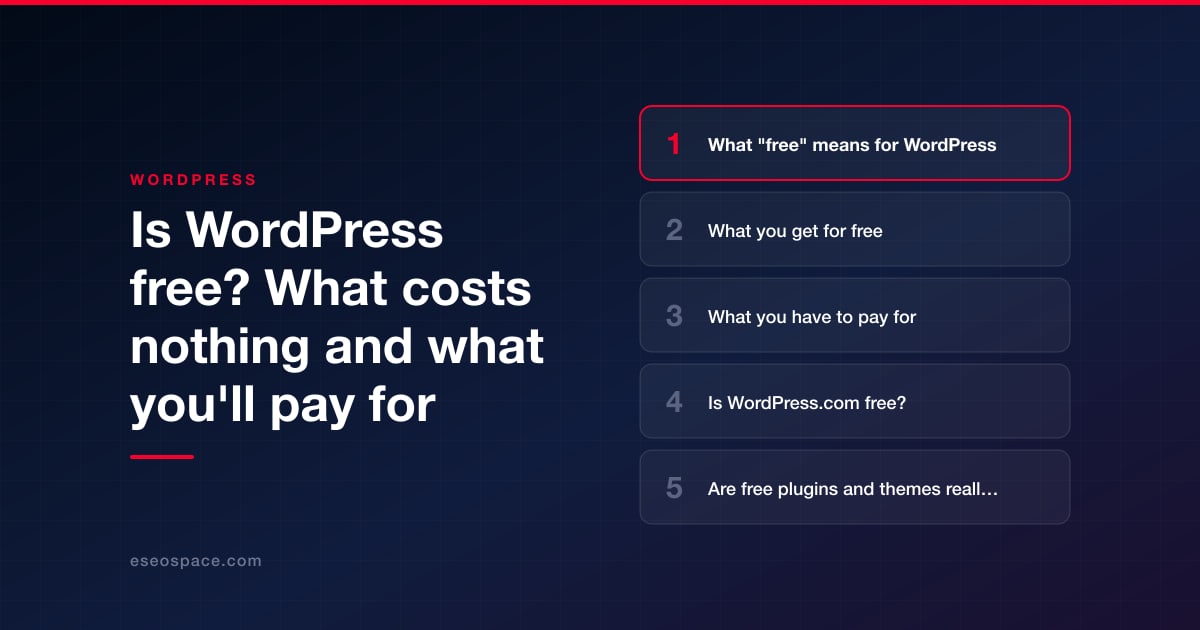 Is WordPress free? What costs nothing and what you'll pay for
