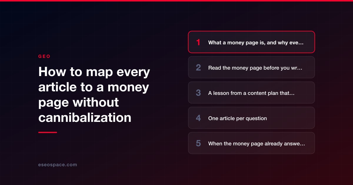 How to map every article to a money page without cannibalization