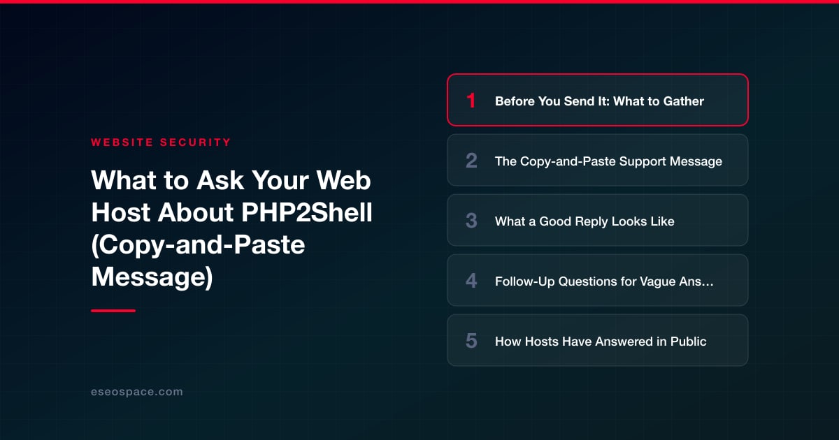 What to Ask Your Web Host About PHP2Shell (Copy-and-Paste Message)