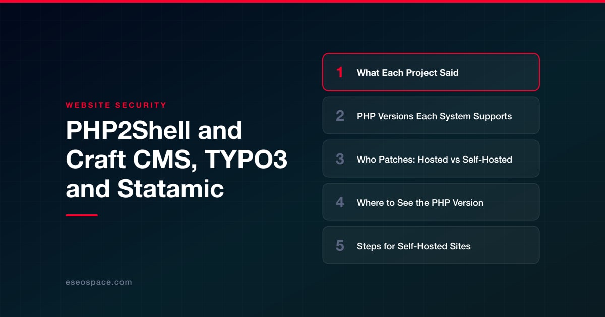 PHP2Shell and Craft CMS, TYPO3 and Statamic