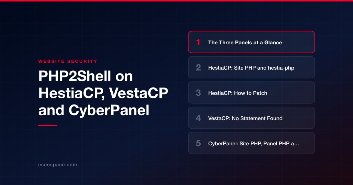 PHP2Shell on HestiaCP, VestaCP and CyberPanel