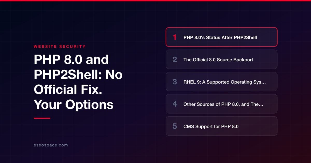 PHP 8.0 and PHP2Shell: No Official Fix. Your Options