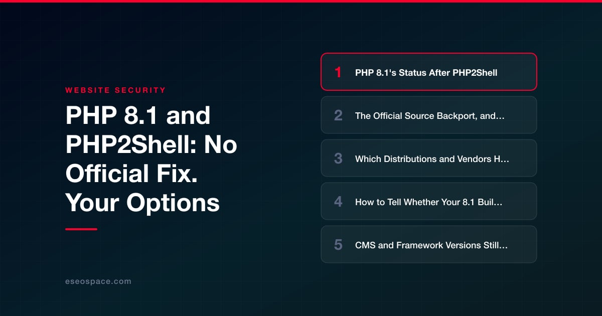 PHP 8.1 and PHP2Shell: No Official Fix. Your Options