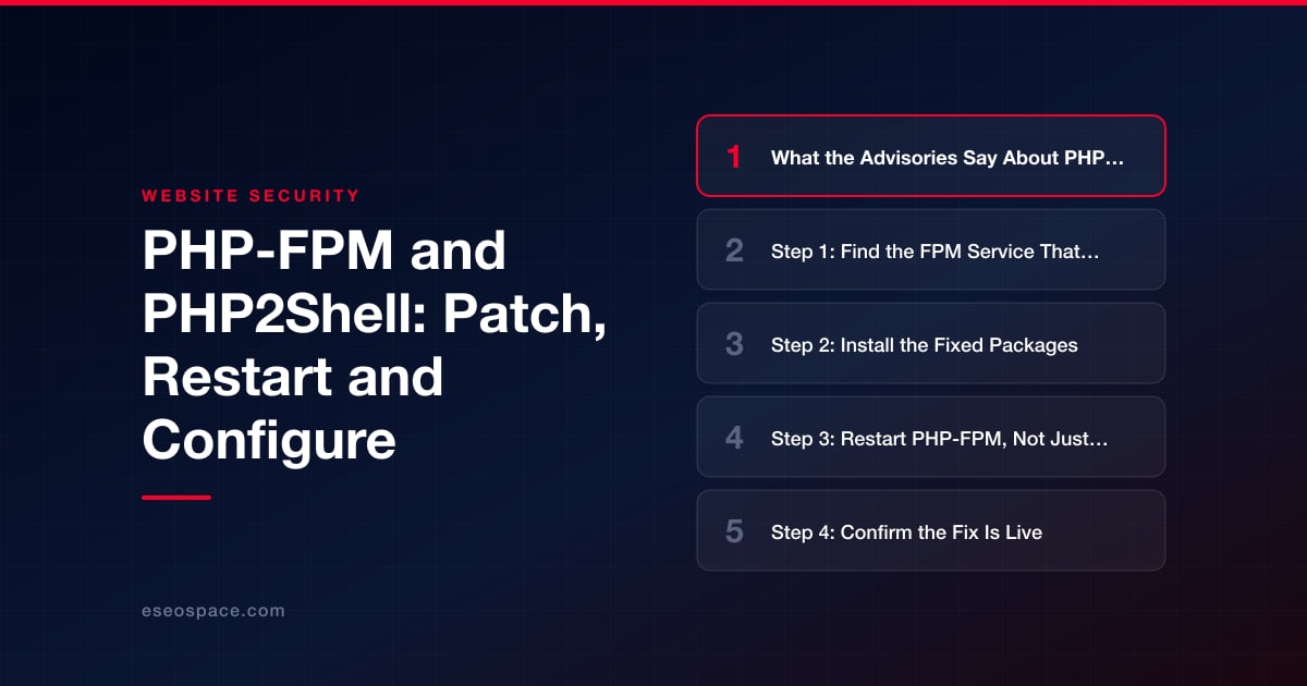 PHP-FPM and PHP2Shell: Patch, Restart and Configure