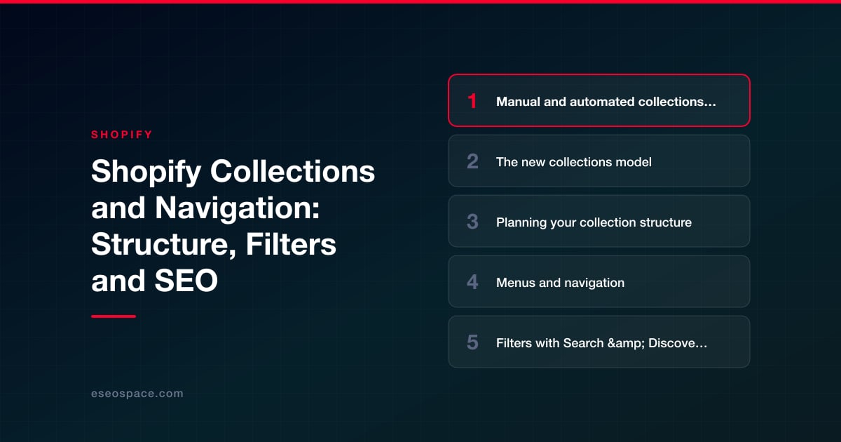 Shopify Collections and Navigation: Structure, Filters and SEO
