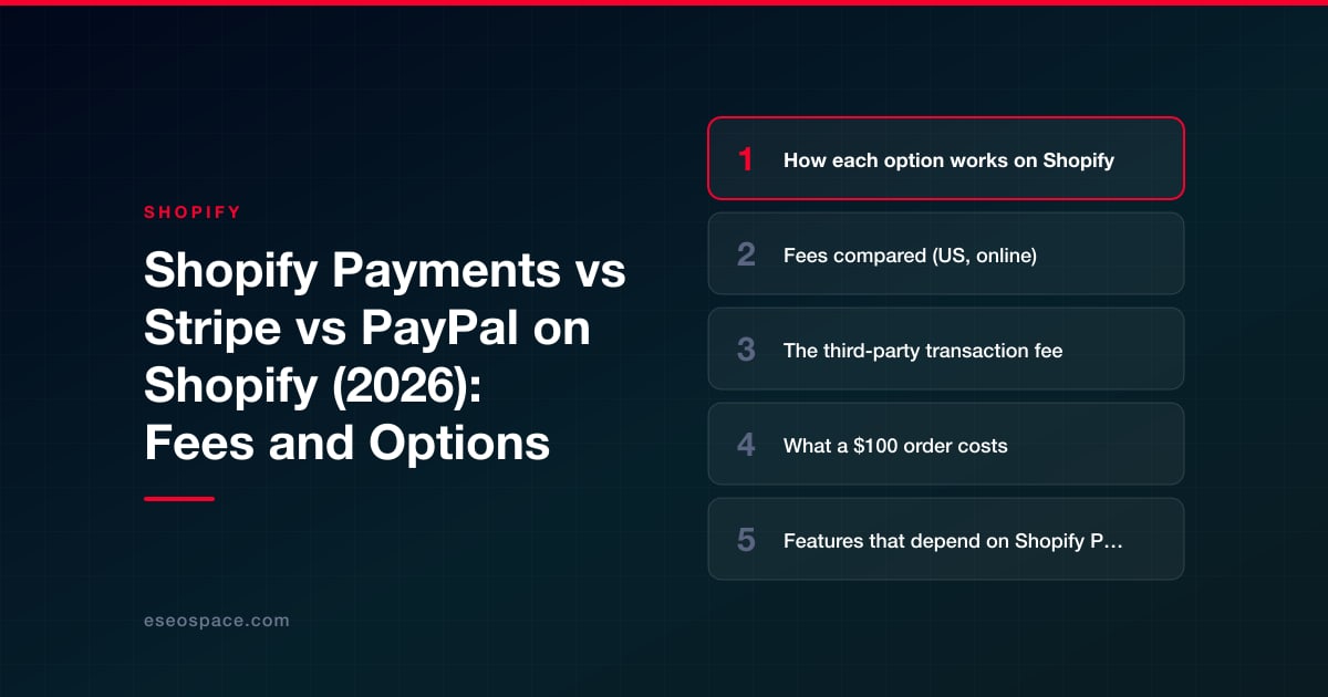 Shopify Payments vs Stripe vs PayPal on Shopify (2026): Fees and Options