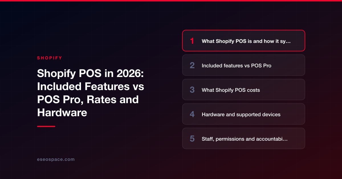 Shopify POS in 2026: Included Features vs POS Pro, Rates and Hardware