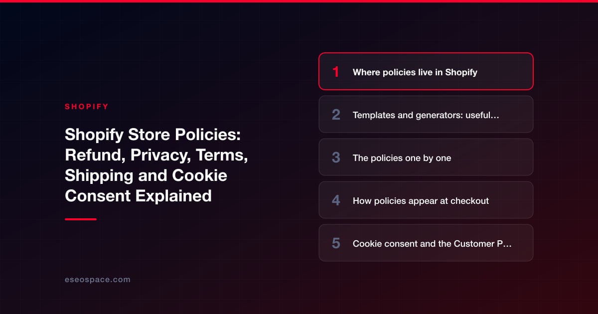 Shopify Store Policies: Refund, Privacy, Terms, Shipping and Cookie Consent Explained