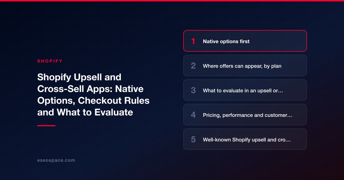 Shopify Upsell and Cross-Sell Apps: Native Options, Checkout Rules and What to Evaluate