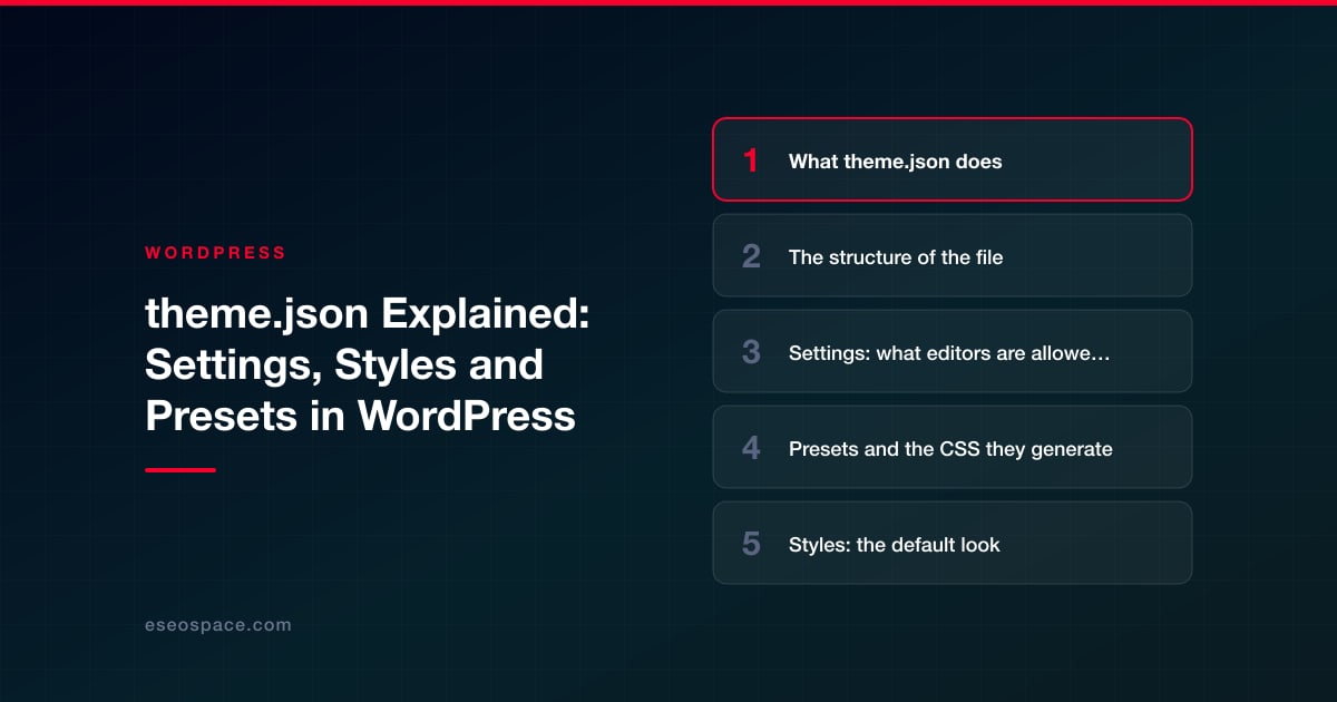 theme.json Explained: Settings, Styles and Presets in WordPress