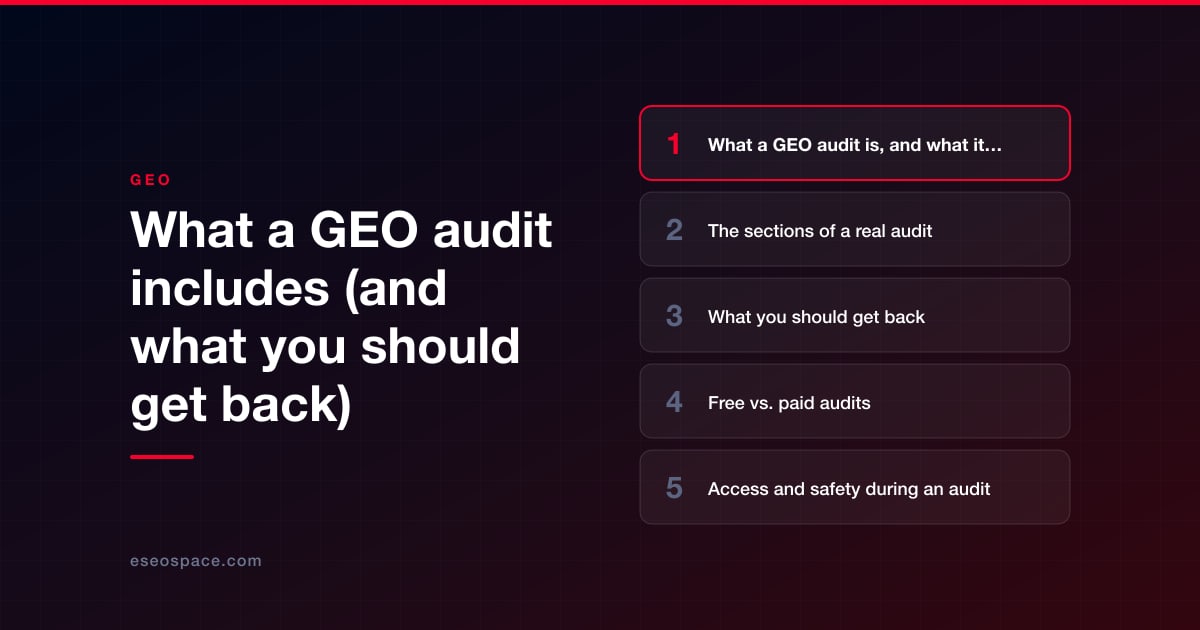 What a GEO audit includes (and what you should get back)