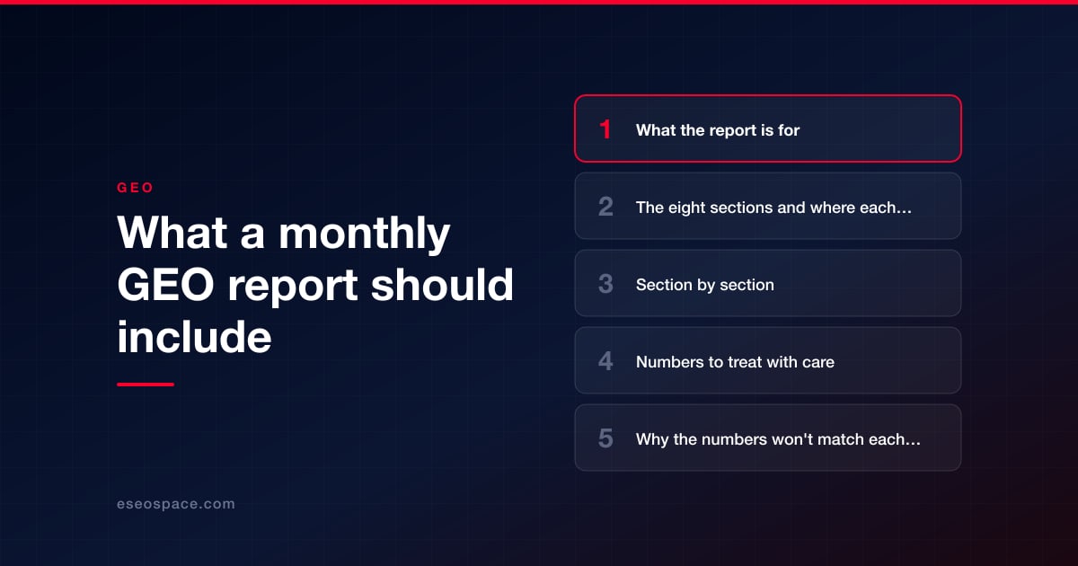 What a monthly GEO report should include