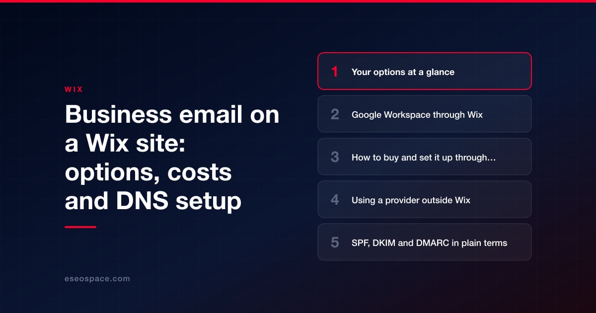 Business email on a Wix site: options, costs and DNS setup
