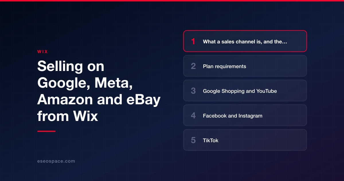Selling on Google, Meta, Amazon and eBay from Wix