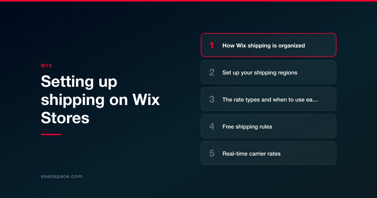 Setting up shipping on Wix Stores