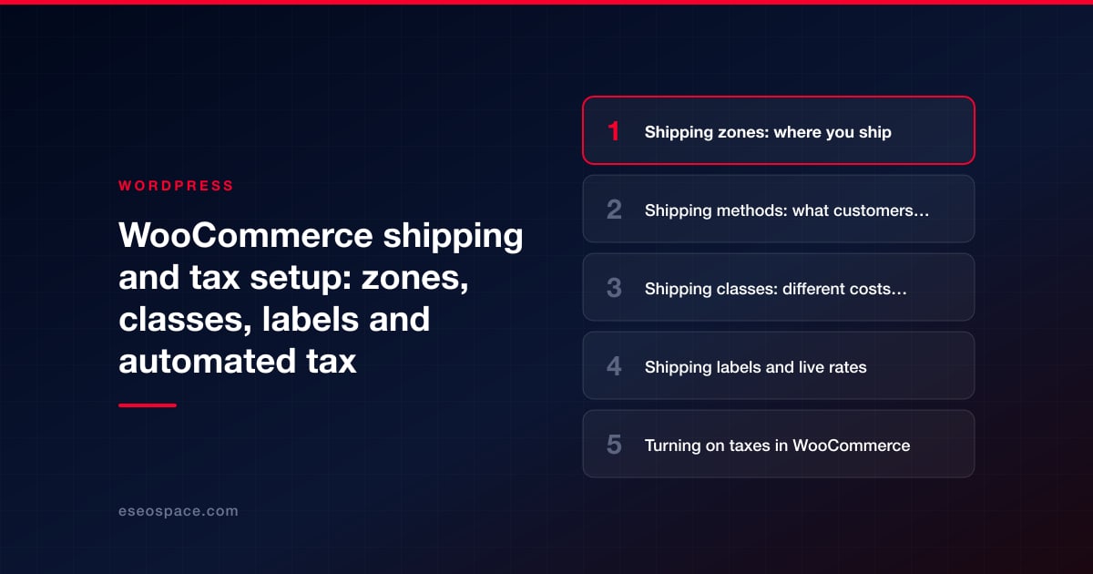 WooCommerce shipping and tax setup: zones, classes, labels and automated tax