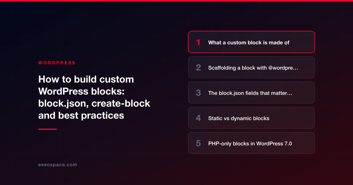 How to build custom WordPress blocks: block.json, create-block and best practices