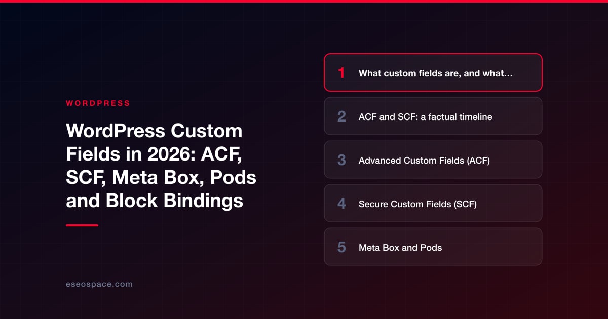 WordPress Custom Fields in 2026: ACF, SCF, Meta Box, Pods and Block Bindings