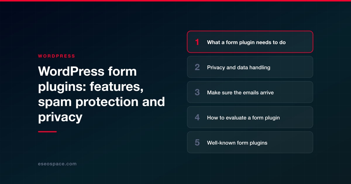 WordPress form plugins: features, spam protection and privacy