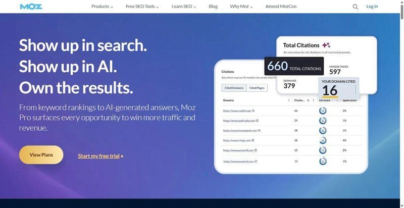 Moz Link Explorer homepage